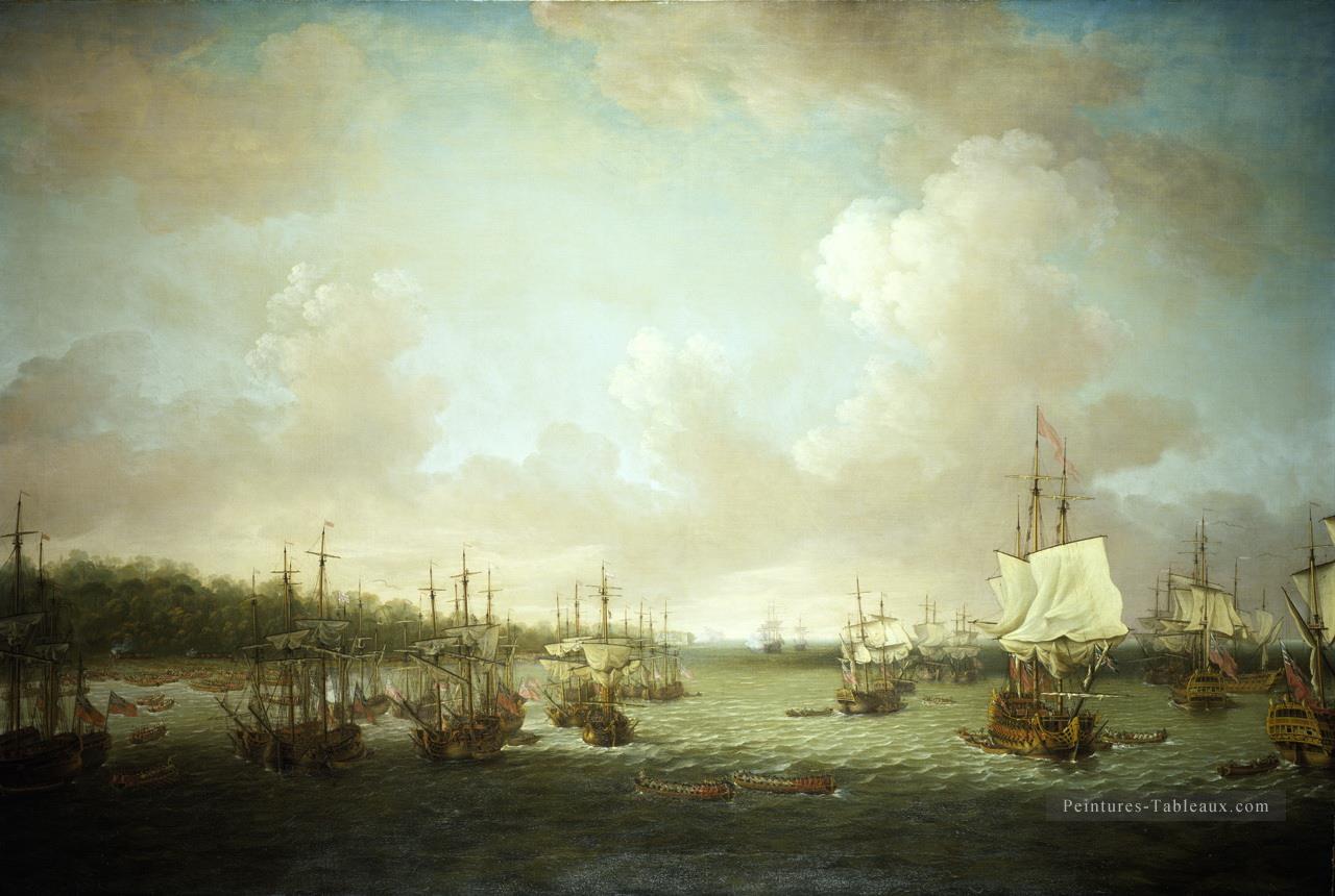 Dominic Serres l’Ancien La Prise de La Havane 1762 Atterrissage Canons et magasins Batailles navales Peintures à l'huile